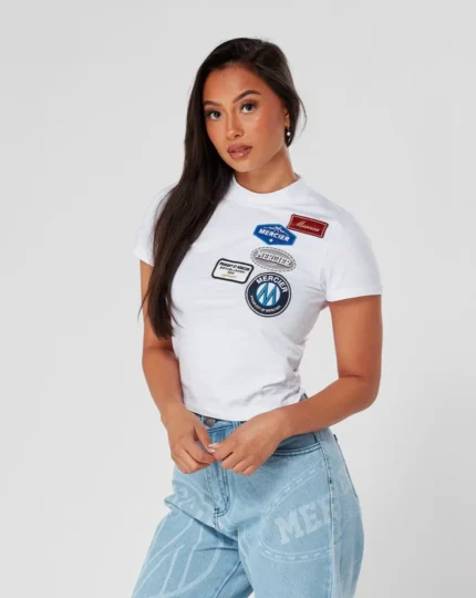 Womens White OG Badge Fitted T Shirt