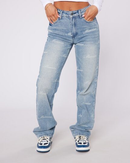 Womens Stonewash OG Denim Stitch Badge Jeans