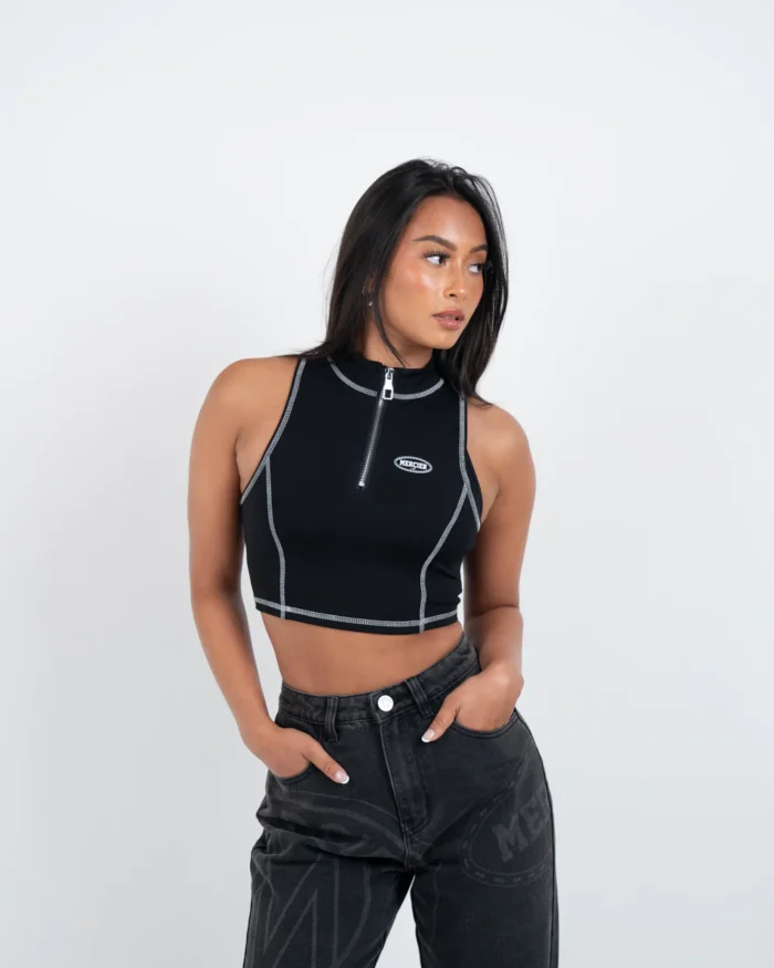 Womens Black Maison Zip Vest